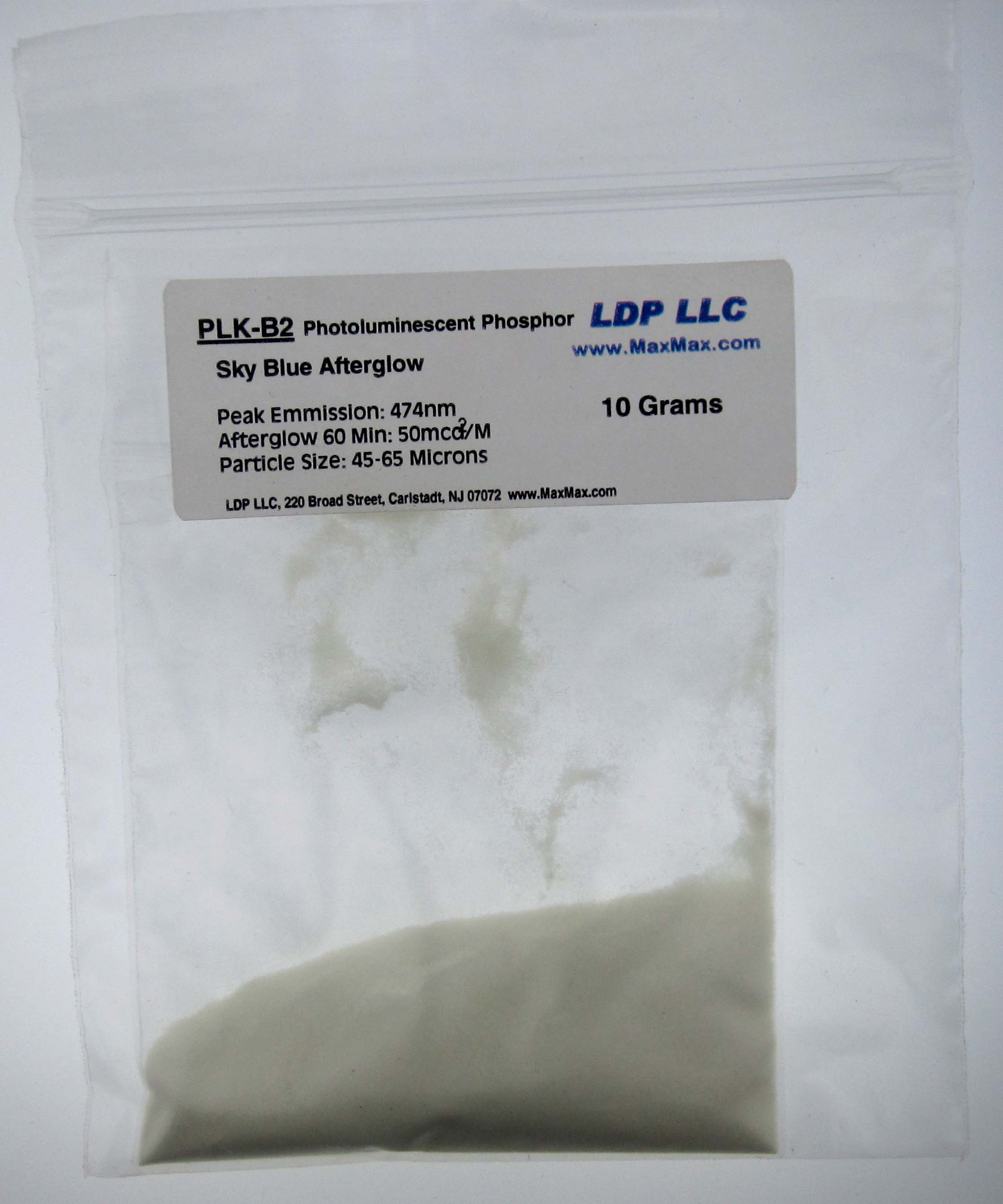 PLK-B2: Photoluminescent Phosphor - Sky Blue. 45-65 Micron, 10 Grams