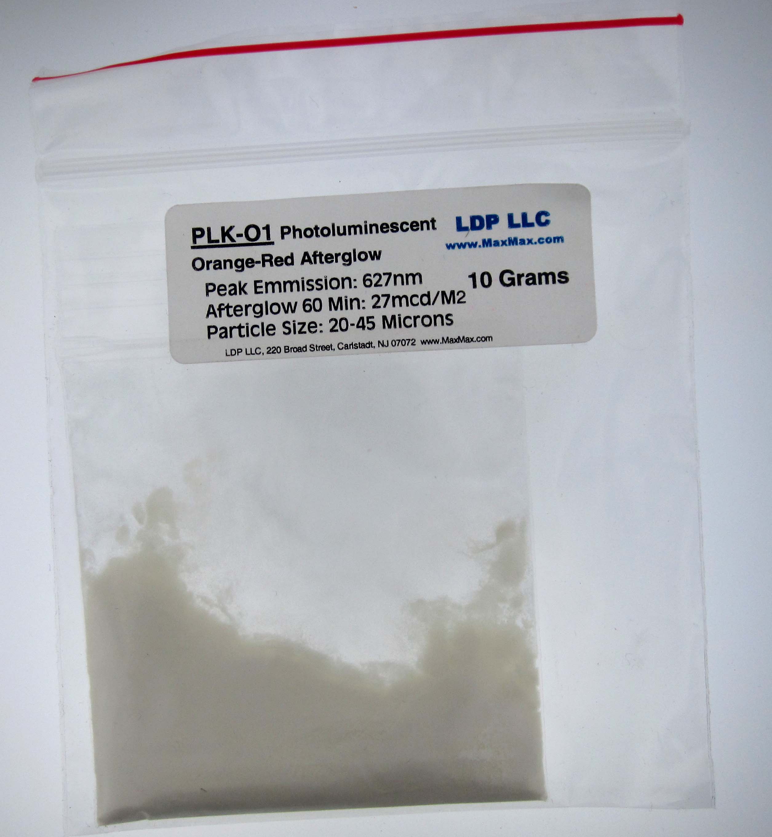 PLK-O1: Photoluminescent Phosphor - Orange-Red. 20-45 Micron, 10 Grams