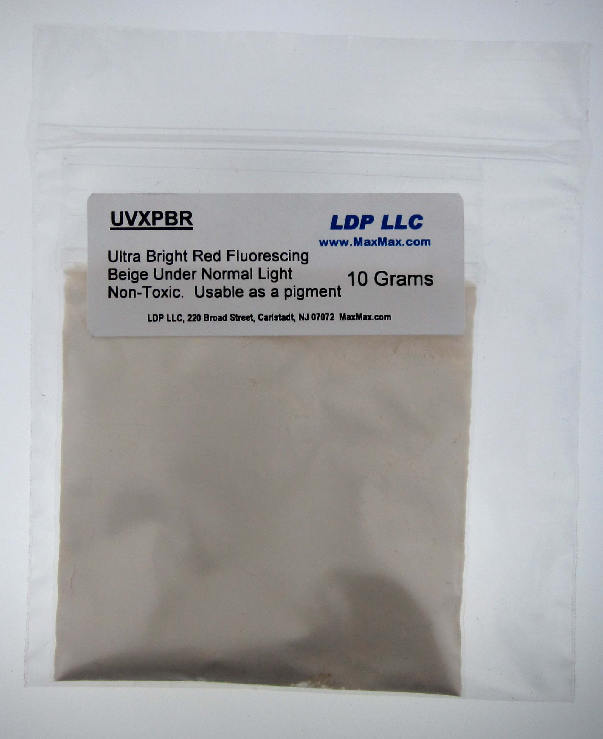 UVXPBR: 10 Grams Acetone Soluble Ultraviolet (UV) Ultra-Bright Red Powder